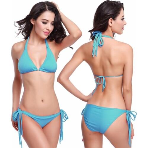 Most Popular Long Halters Bikini Set Fully Lined Removable Push Up Padding Bikinis 2021 mujer Woman VS Swimwear Drop Shipping