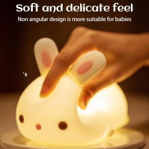 Rabbit Silicone LED Night Lights Remote Control Dimmable USB Rechargeable Lamp For Children Baby Gifts Home Room Decoration Lamp