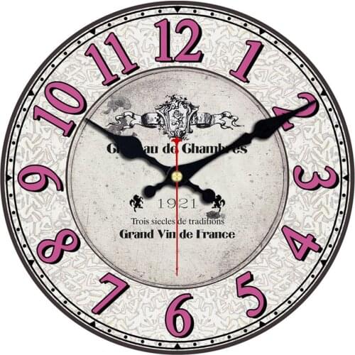 WONZOM Pink France 1921 Vintage Wall Clock,15cm Vintage Wall Clock,Wooden Cardboard clock, Retro Style Wall Clock
