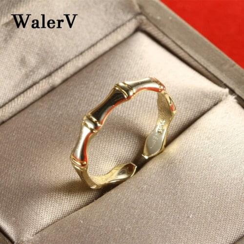WalerV for Womens Men Custom Retro Antique Charm Jewelry Bone Sensation Shape Simple Open Rings Gold Color Ring Fingers Gift