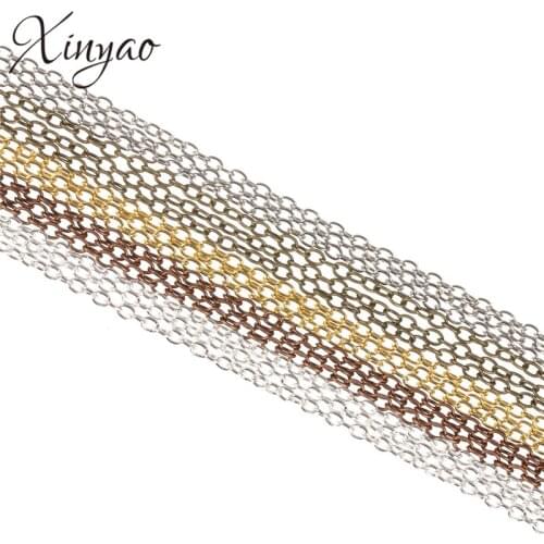 XINYAO 10m/lot 2*3/3*4/4*6mm Iron Necklace Chains Bulk Antique Bronze/Gold/Silver Color Rolo Chains For Jewelry Making F711