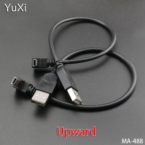 YuXi 2PCS/lot USB 2.0 Male to Mini USB B Type 5pin Connecting line 90 Degree Up/Down/Left/Right Angled Male Data Cable