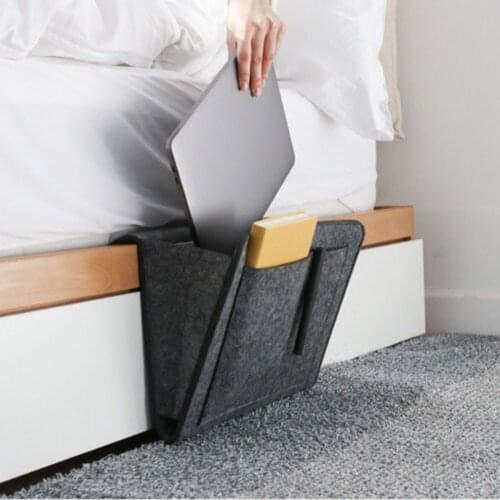 1 Pcs Bed Storage Bag Pockets Felt Bedside Hanging Storage Organizer Holder For Bedroom Table Sofa