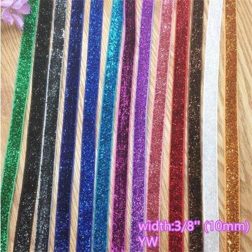 13 colors to select Free shipping 3/8'' (9mm) 10 yards Single face Glitter velvet ribbon/Metallic Velvet Ribbon (no elastic)