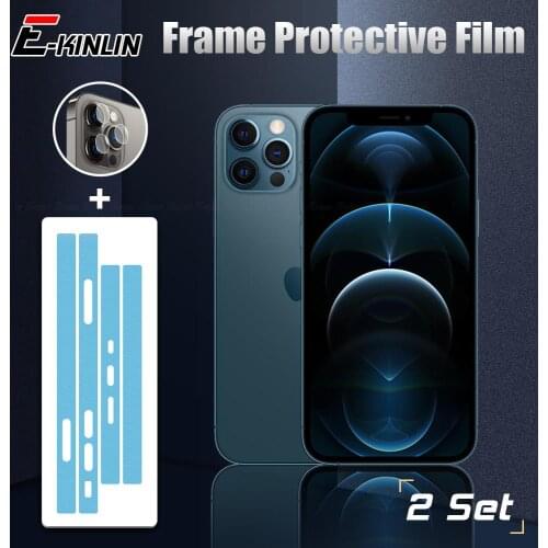2set Multicolor Beautify Sticker Anti-Scratch Phone Side Camera Film For iPhone 12 Pro Max Mini Frame Protective Border Cover