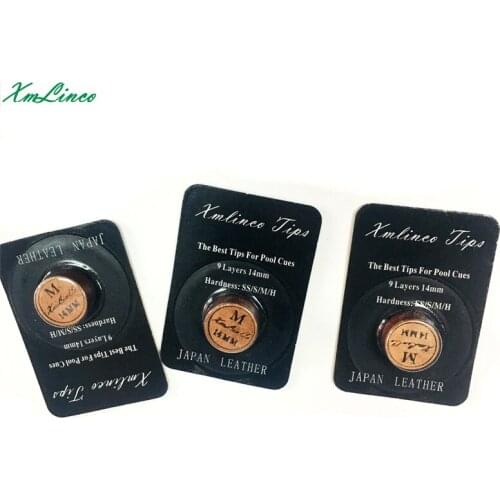 2pcs per lot Xmlinco 14mm 9layers brown color M made in Japan leather carom cue tips promotion