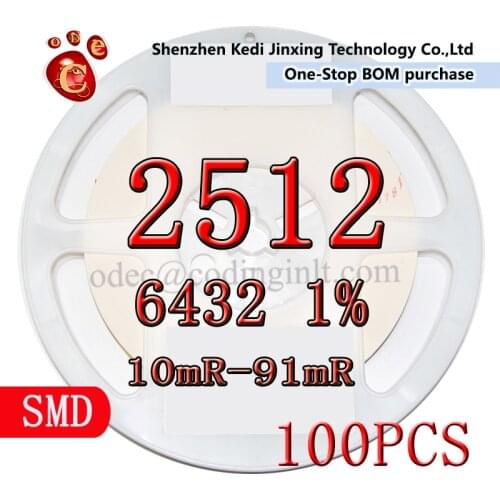 2512 6432 1% SMD resistor 100pcs 10mR 12mR 15mR 20mR 22mR 24mR 30mR 33mR 36mR 39mR 43mR 47mR 51mR 56mR 62mR 68mR 75mR 82mR 91Mr