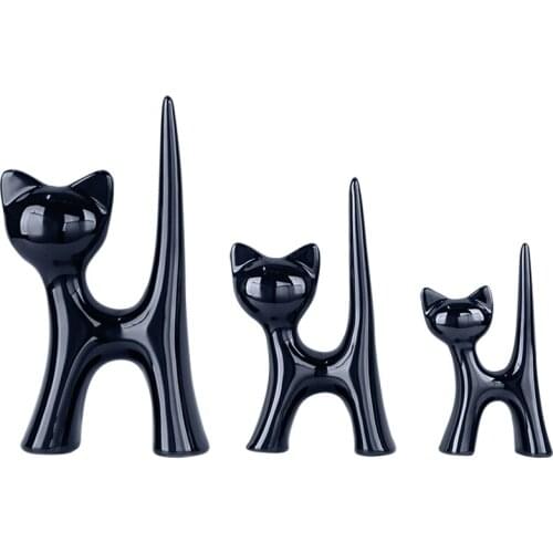 3pcs/set European Ceramic Animal Cats Decoration Art Crafts Coffee Bar New House Decor Furnishing Articles Wedding Gifts