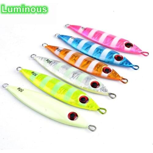 40/60/80g Luminous Lead Jig Slow Down Deep Sea Fishing Lure Jigging Hard Bait Metal Micro Lures Fishing Tackle Wobblers