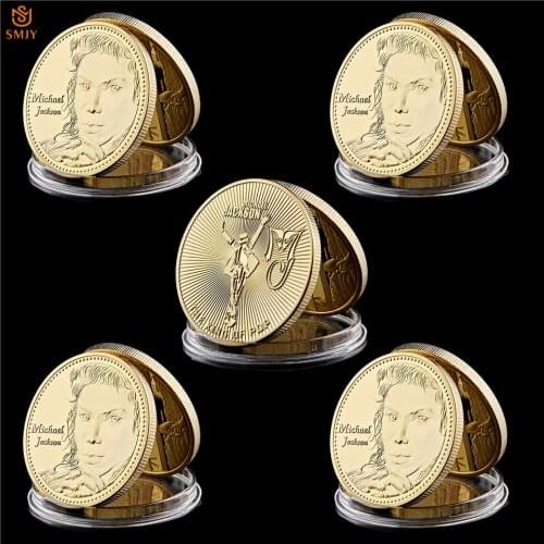 5Pcs/Lot USA Dance King Pop King Michael Jackson Gold Famous People Commemorative Coin Collection