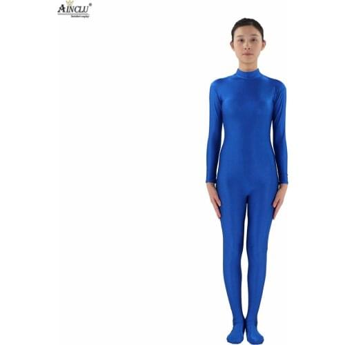 Ainclu Women Spandex Nylon Blue Head-handless Body Second Skin Tight Color Custom Skin Suit Cosplay Costume Zentai
