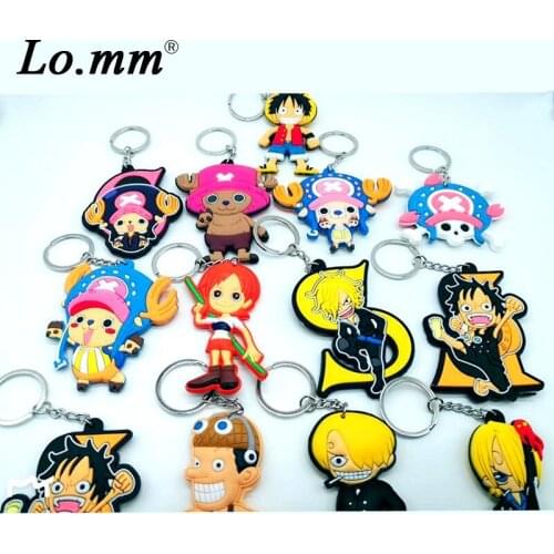 Anime cartoon One Piece PVC Keychain cos Luffy Chopper Sanji figure novelty cool souvenir fashion children women key chain 2018