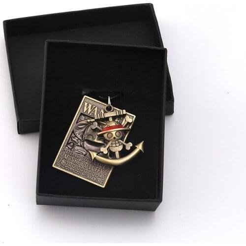 Anime One Piece Necklace Luffy Ace Wanted Poster Warrant Pendant Leather Chain Choker Man Necklaces Charm Gifts Jewelry collares