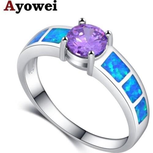 Ayowei fashion high-end design blue opal ring beautiful gift ladies exclusive OR930A