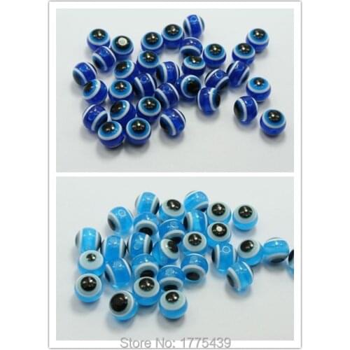 Free Shipping 1000pcs/lot Royal Blue/sky blue Acrylic Kabbalah Evils Eye Ball Round Beads 8mm Pick Size For Jewelry Making