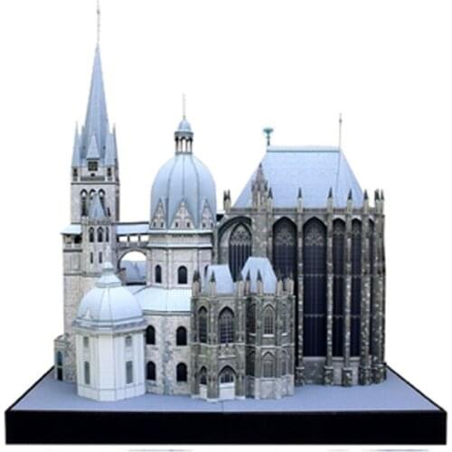 3D Aachen Cathedral Paper Model Papercraft DIY Handmade Stereo Origami office Room Decor Toy Gift For Children Creative Craft
