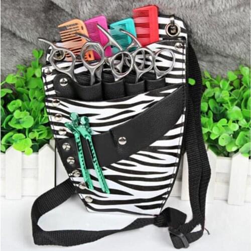 PU Leather Rivet Hair Scissor Bag Clips Bag Hairdressing Barber Scissor Holster Pouch Holder Case with Waist Shoulder Belt