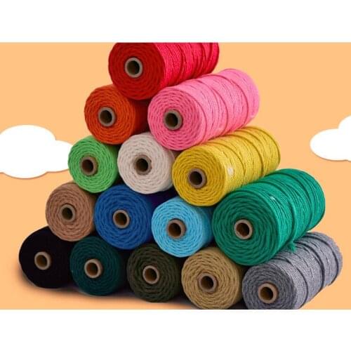 Colorful Soft Cotton Twisted Cord Macrame Rope Craft Artisan String DIY Handmade Tying Thread Cord Rope