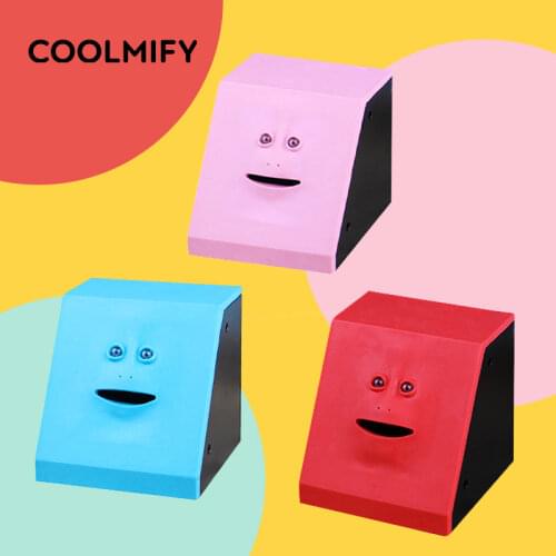 Children Sensor Coin Box Cute Face Bank Money Safe Box Piggy Banks Eats For Money Saving Creative Safes Piggy Bank Gift