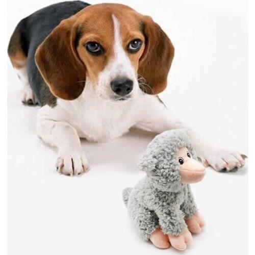 3 Colors Plush Animal Motion Sitting Posture Pet Puppy Squeaky Chew Bite Resistant Toy L
