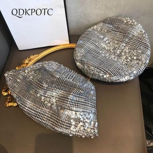 2021 Cap New Spring Summer Women Sequins Weary-Wind Bucket Hats Japanese Fashion Plaid Casual Travel Shading Sun Hats QDKPOTC