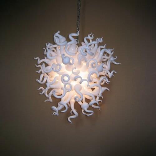 Turkish Style Hand Blown Murano Glass Chandelier Hotel Lobby Crystal LED Pendant Light White Color 60 CM