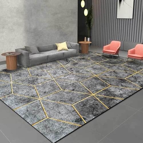 Fashion Modern Light Luxury Black Gray Marble Line Living Room Bedroom Bedside Carpet Floor Mat Customization