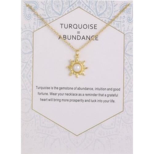 12pcs Fashion Jewelry abundance Pearl Good Vibes Only sun Sunshine Pendant necklace For Women