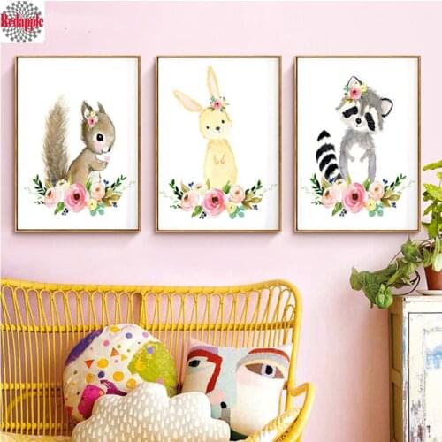 Cartoon diamond painting cross stitch Baby Woodland Fox mosaic Painting Illustration Kid Bedroom Decoration full embroidery art