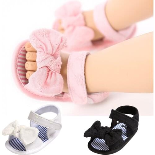 Summer New Baby Girl Sandals Cute Lace Floral Bows Toddler Girls Shoes Solid Color Soft Cotton Soled Baby Sandals Todder Shoes