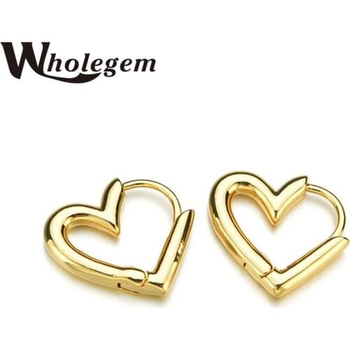 WHOLEGEM Fashion Hollow Heart Shape Stud Earring Female Korean Simplicity Forever Lover Series Women Statement Jewelry