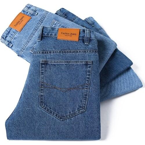 Autumn And Winter Thick MenS Classic Jeans High Quality Straight Loose Denim Trousers Male Stretch Brand Plus Size Casual Pants