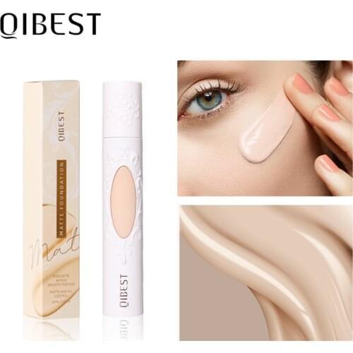 QIBEST Foundation Makeup Base Liquid Matte Base High Coverage Brighten Corrector Concealer Cream Face Cosmetics Makeup