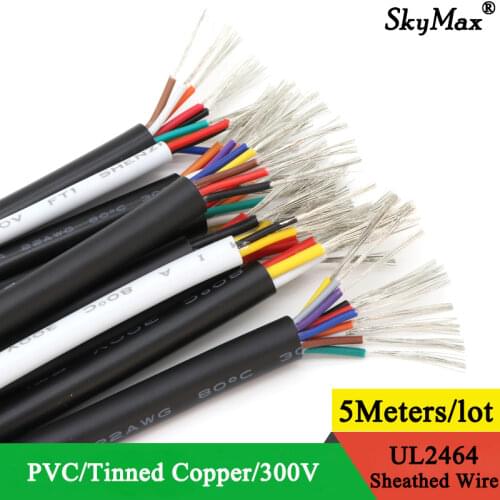 1M UL2464 28AWG Sheathed Wire Cable Channel Audio Line 2 3 4 5 6 7 8 9 10 Cores Insulated Soft Copper Cable Signal Control Wire