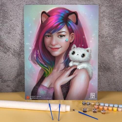 Cartoon Girl Woman DIY Paint By Numbers Set Acrylic Paints 50*70 Oil Painting Home Decor Crafts For Adults Handiwork Art