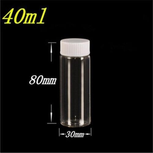30x80x21mm 40ml Glass Bottles With Plastic Cap Transparent Empty Bottles Jars Cosmetic Containers 24pcs
