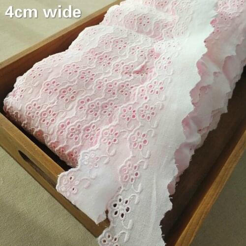 Light Pink Cotton Openwork Embroidered Lace Fabric DIY Ladies' Childrens Neckline Cuff Skirt Swing Trimming Sewing Material