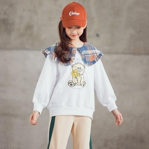 8 10 years Kids Girls Cartoon Long Sleeve Sweatshirt 2021 New Spring Autumn Teen Girls Tops
