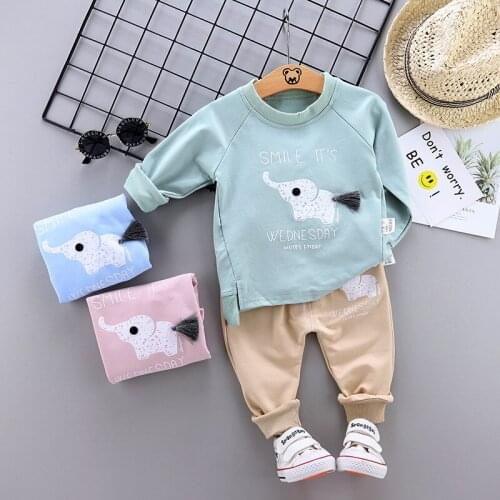 Spring Autumn Baby T-shirt Pants Suits Toddler Tracksuits Elephant Children Boys Girls Bohemia Style Clothing Sets Kids Clothes