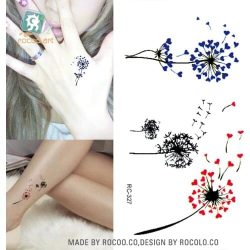 Rocooart RC-327 Dandelion Waterproof Temporary Tattoo Sticker Women Water Transfer Fake Tattoo Arms Taty Leg Tatuaje For Hand