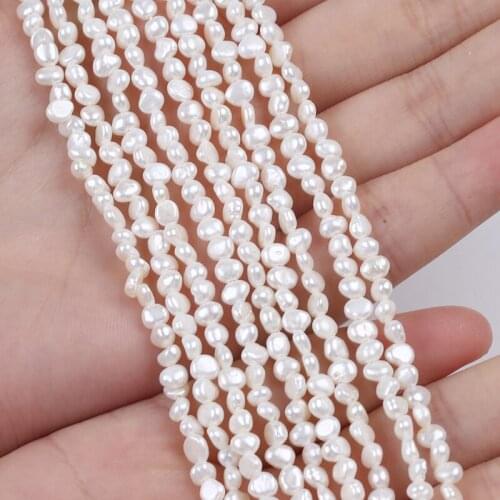 High Quality 3.5-4mm White Real Cultured Freshwater Baroque Pearl Strand Irregular Shape Beads For Jewelry Making