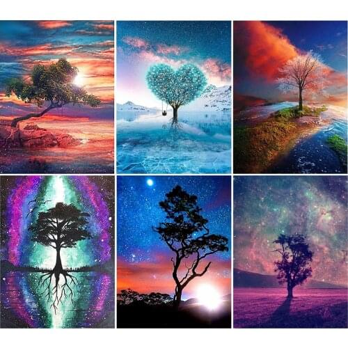 XUEQIXIAOZU Diamond Embroidery Tree Cross Stitch Mosaic Kit 5D DIY Full Square Diamond Painting Landscape Crafts Wall Decoration