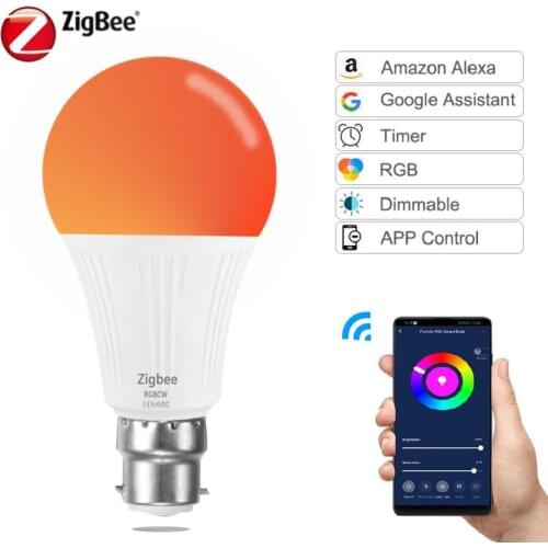 Zigbee Tuya Smart Home LED Light Bulb Automation Module RGBCW Smart Light Lamp Smart Life App Work Wtih Smartthings Alexa Google