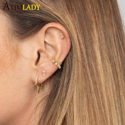 1 pc fashion cz tassel drop cuff earring round bead band no piercing ear bone jewelry Gold silver color charm earrings for women