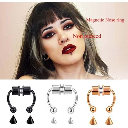 1pcs U Shaped Fake Nose Ring Hip Hoop Septum Rock Stainless Steel Magnet Nose Piercing Punk Piercing Body Jewelry