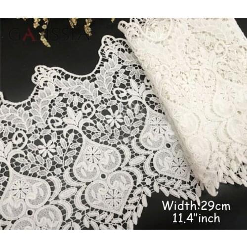 1yard Width:29cm Fashion Ivory White Flower Design Water Soluble Lace Trims Embroidered Chemical Lace (ss-626)