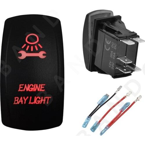 Jumper Wire Set，ENGINE BAY LIGHT 12V 24V Car Boat Caravan Rocker Switch Waterproof Car Buttons Dual Red LED Light Interior Parts