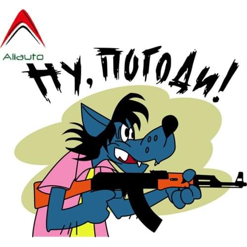 13*16cm Cartoon wolf Well, wait! car sticker funny PVC coloful Decals Motorcycle Accessories sticker