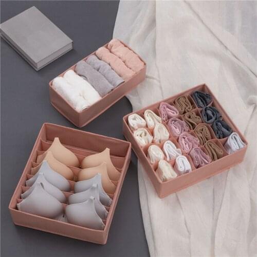 3Pcs Foldable Household Underwear Bra Organizer Storage Box Drawer Closet Organizers Boxes