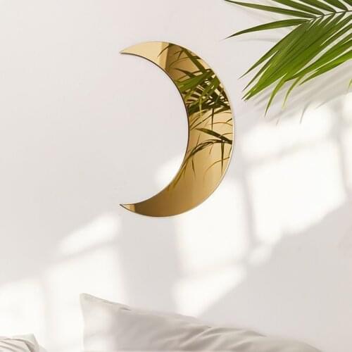 5 PCS Acrylic Moon Wall Decorative Mirror Moon Cycle Variation Decorative Wall Mirror Creative Bohemian Mirror for Bedroom